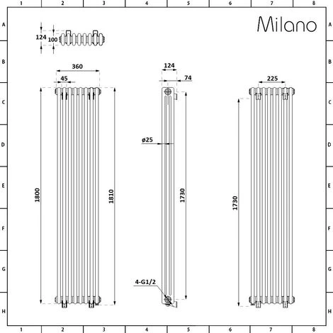 Milano Windsor - Traditional Anthracite 1800mm X 380mm Cast Iron Style Vertical Triple Column Electric Radiator - Chrome Cable Cover - Image 3