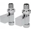 Kartell Pair Cube Square Modern Chrome Radiator Towel Rail Valves Straight Valves 15mm