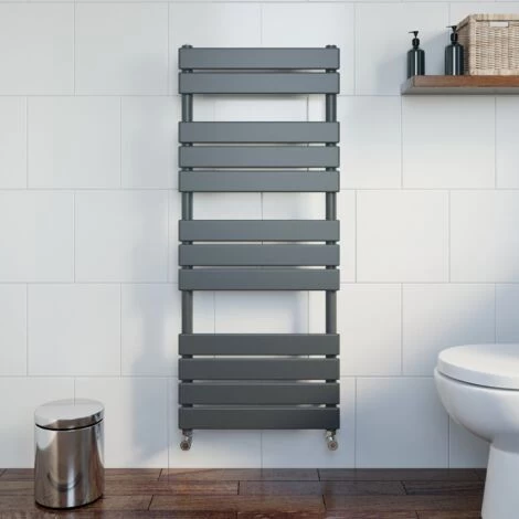 Modern Flat Panel Heated Towel Rail Radiator Anthracite 1200 X 500mm FREE Valves - Image 2