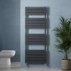 Modern Flat Panel Heated Towel Rail Radiator Anthracite 1600 X 600mm FREE Valves