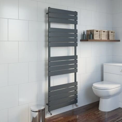Modern Flat Panel Heated Towel Rail Radiator Anthracite 1600x600 Straight Valves - Image 3