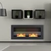 Livingandhome Indoor Wall Mounted Recessed Bio Ethanol Fireplace, 90CM Black