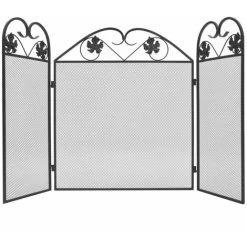 3-panel Fireplace Screen Iron Black