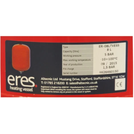 Altecnic - ERES 8 Litre Heating Expansion Vessel & Sealed System Kit ER-08LTVESS - Image 5