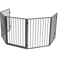 Pet Fireplace Fence Steel Black VidaXL