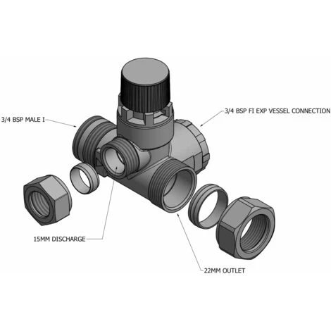 Heatrae Sadia Megaflo 8 Bar Pressure Relief Expansion Manifold Valve 95605828 - Image 4