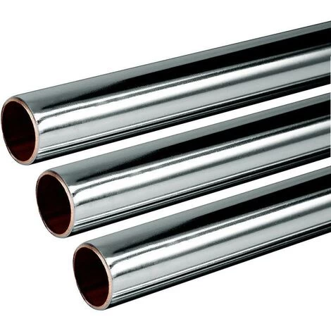 Chrome Plated Copper Tube 15mm 3x 1m Length BS EN1057 R250 British Copper 3.0m