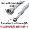 25cm Long M8 X 3/8 Inch BSP Flexible Tap Connector Faucet Tail Hose Water Pipe