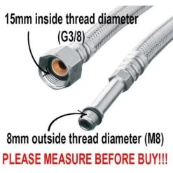 30cm Long M8 X 3/8 Inch BSP Flexible Tap Connector Faucet Tail Hose Water Pipe