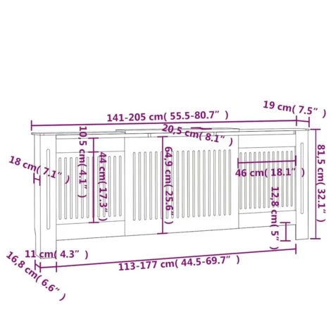 MDF Radiator Cover White 205 Cm VidaXL - Image 3