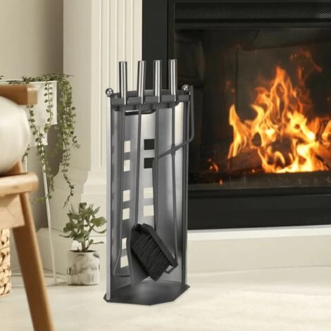 Fireplace Tool Set 5 Pcs Silver 23x15x52 Cm HI - Image 2