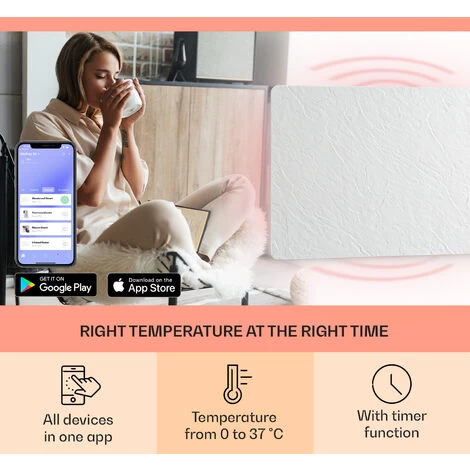 Klarstein Wonderwall Earth, Infrared Heater, 80x60cm, 550W, Wall Mounting, White - Image 3