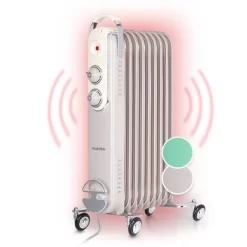 Klarstein Thermaxx Retroheat Oil Radiator 2000W Floor Rollers Taupe