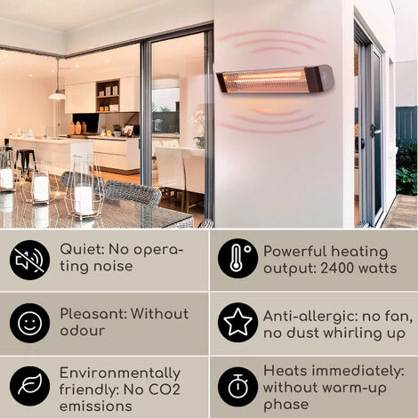 Blumfeldt Blumfeldt, Smartwave, Infrared Radiant Heater, Carbon Tube, 2400W, WiFi, App, White - Image 2