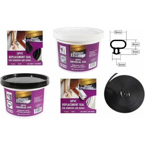 Replacement Rubber UPVC Window Door Gasket Seal - Black, 6m