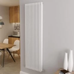 Traditional Radiator Central Heating Rads Cast Iron Style 3 Column Vertical 1800x560mm Grey White