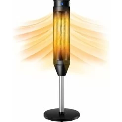 COSTWAY Oscillating Tower Heater, 2000W Portable PTC Ceramic Heaters With LED Display, Remote Control, Adjustable Thermostat, 8 Timer, Overheat & Tip-over Protection (28 X 28 X 85CM)