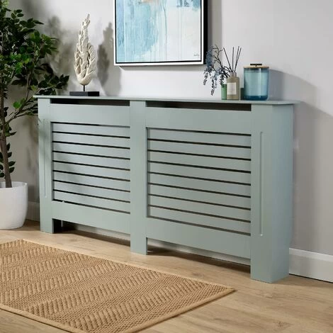 YORK Extra Large Grey Radiator Cover Wooden MDF Wall Cabinet Shelf Slatted Grill