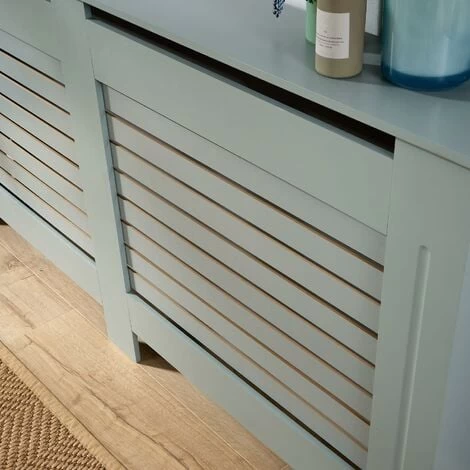 YORK Extra Large Grey Radiator Cover Wooden MDF Wall Cabinet Shelf Slatted Grill - Image 4