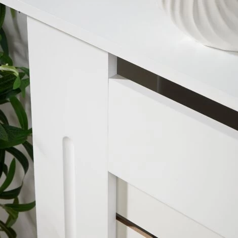 Large White Radiator Cover Wooden MDF Wall Cabinet Shelf Slatted Grill York - Image 5