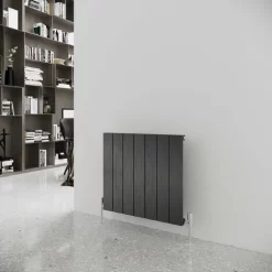 Reina Casina Single Horizontal Aluminium Radiator 600mm H X 660mm W - Satin Black