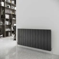 Reina Casina Double Horizontal Aluminium Radiator 600mm H X 1230mm W - Satin Black
