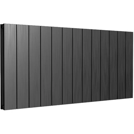 Reina Casina Double Horizontal Aluminium Radiator 600mm H X 1230mm W - Satin Black - Image 3