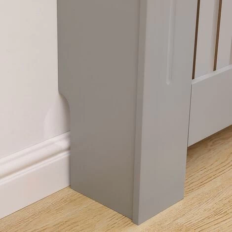 Medium Grey Oak Top Radiator Cover Wooden Wall Cabinet Shelf Slatted Grill York - Image 5