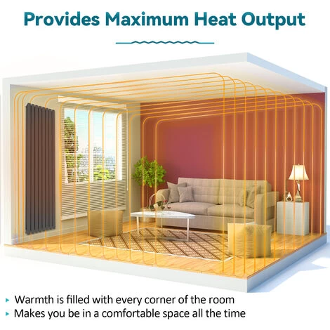 ELEGANT Designer Vertical Anthracite Radiator Oval Panel Radiator 1600x360mm Single + Chrome Angled Radiator Valve - Image 3