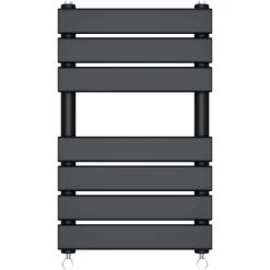 Bathroom Flat Panel Heated Towel Rail Radiator Central Heating 650x400mm Black
