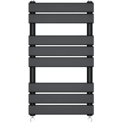 Bathroom Flat Panel Heated Towel Rail Radiator Central Heating 800x450mm Black