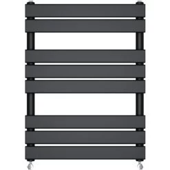 Bathroom Flat Panel Heated Towel Rail Radiator Central Heating 800x600mm Black