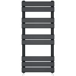 Bathroom Flat Panel Heated Towel Rail Radiator Central Heating 1000x450mm Black