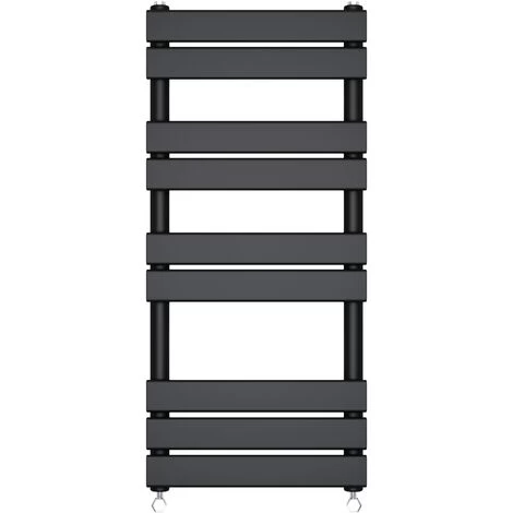 Bathroom Flat Panel Heated Towel Rail Radiator Central Heating 1000x450mm Black