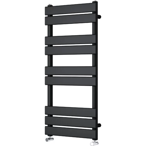 Bathroom Flat Panel Heated Towel Rail Radiator Central Heating 1000x450mm Black - Image 2