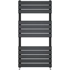 Bathroom Flat Panel Heated Towel Rail Radiator Central Heating 1200x600mm Black