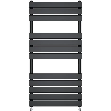 Bathroom Flat Panel Heated Towel Rail Radiator Central Heating 1200x600mm Black