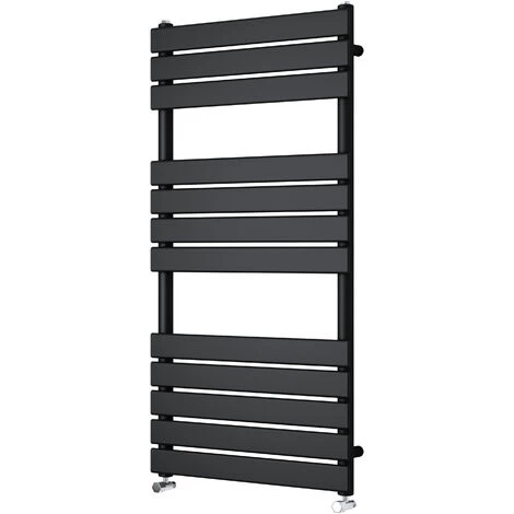 Bathroom Flat Panel Heated Towel Rail Radiator Central Heating 1200x600mm Black - Image 2