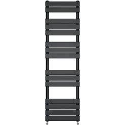 Bathroom Flat Panel Heated Towel Rail Radiator Central Heating 1600x450mm Black