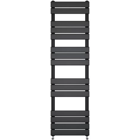 Bathroom Flat Panel Heated Towel Rail Radiator Central Heating 1600x450mm Black