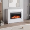 Livingandhome Electric Fireplace Insert Wall Mounted Freestanding Heater With LED Surround