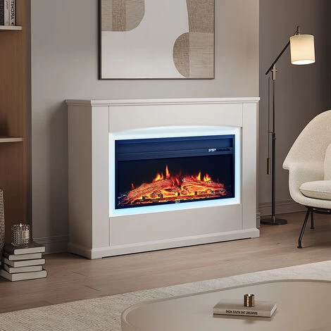 Livingandhome Electric Fireplace Insert Wall Mounted Freestanding Heater With LED Surround - Image 2