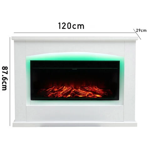 Livingandhome Electric Fireplace Insert Wall Mounted Freestanding Heater With LED Surround - Image 5