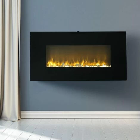 Livingandhome 37 Inch LED Electric Wall Mounted Fireplace 3 Flame Colours