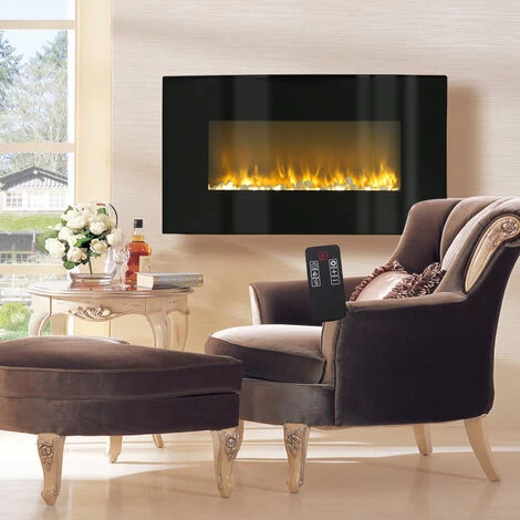 Livingandhome 37 Inch LED Electric Wall Mounted Fireplace 3 Flame Colours - Image 2