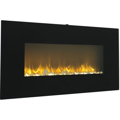 Livingandhome 37 Inch LED Electric Wall Mounted Fireplace 3 Flame Colours - Image 4