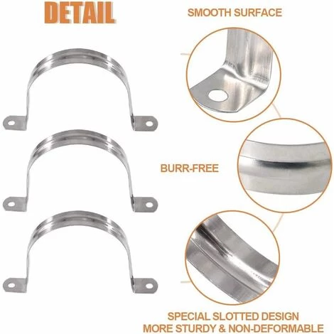 32MM 304 Stainless Steel U-Tube Clamp Connecting Ring Hose Clamp Card Clamp U-shaped Saddle Card Hose Clip 16PCS SOEKAVIA - Image 3