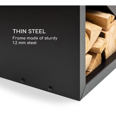 Blumfeldt Firebowl Kindlewood S, Black Wood Storage, Bench, 57x56x36cm, Bamboo, Zinc - Image 5