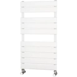 Primus Flat Tube White Designer Towel Rail 900mm H X 500mm W - Central Heating