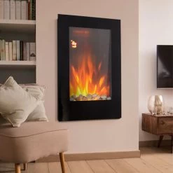 Livingandhome Vertical Wall Mount Electric LED Fireplace Space Heater